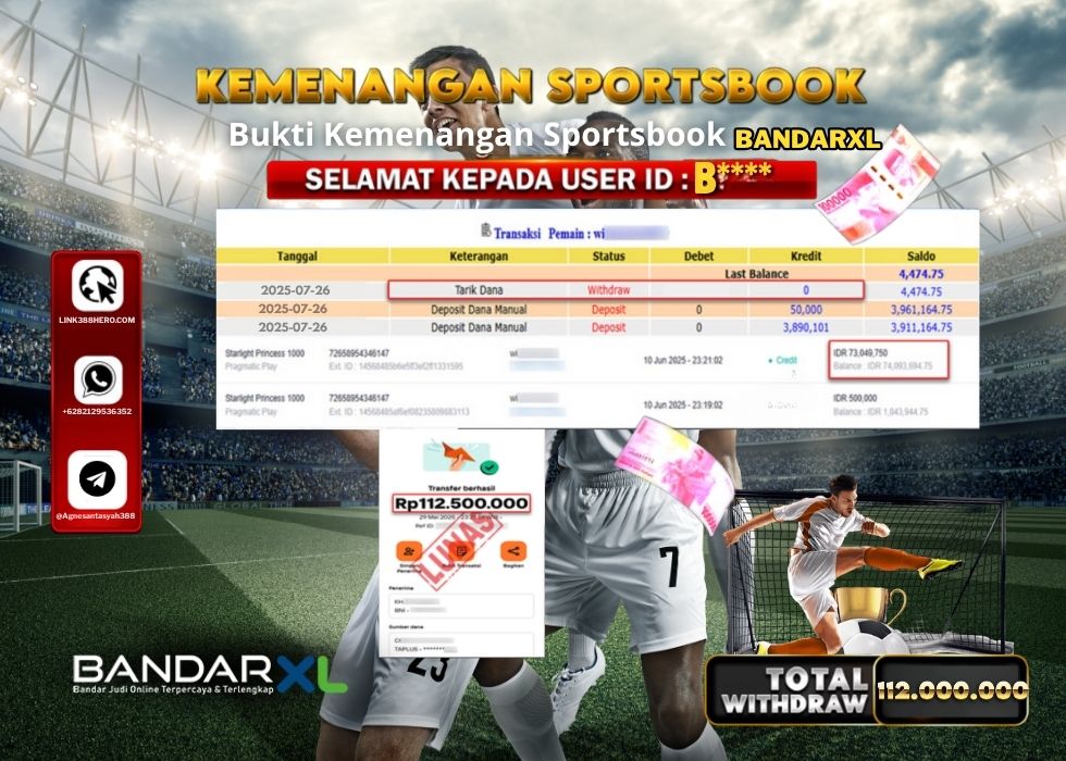 BANDARXL KEMENANGAN SPORTSBOOK Rp.112.000.000.,- LUNAS