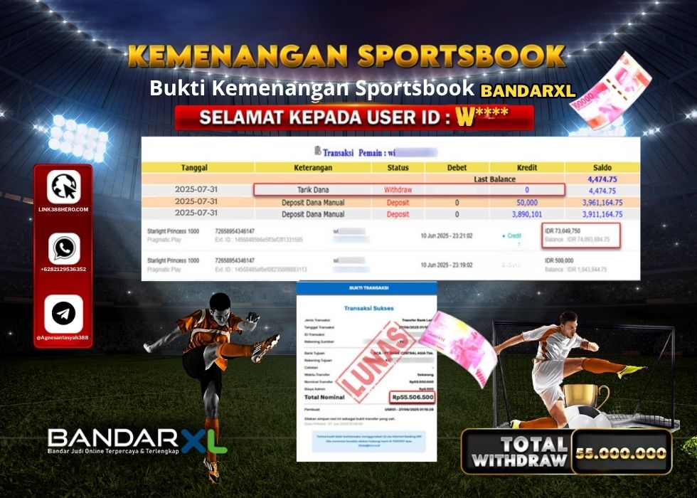 BANDARXL KEMENANGAN SPORTSBOOK Rp.55.000.000.,- LUNAS